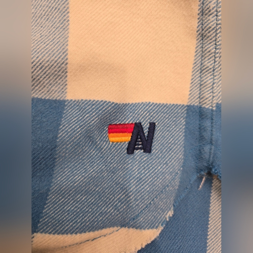 Aviator Nation Blue and White Plaid Flannel Button Down Shirt M - Picture 6 of 7